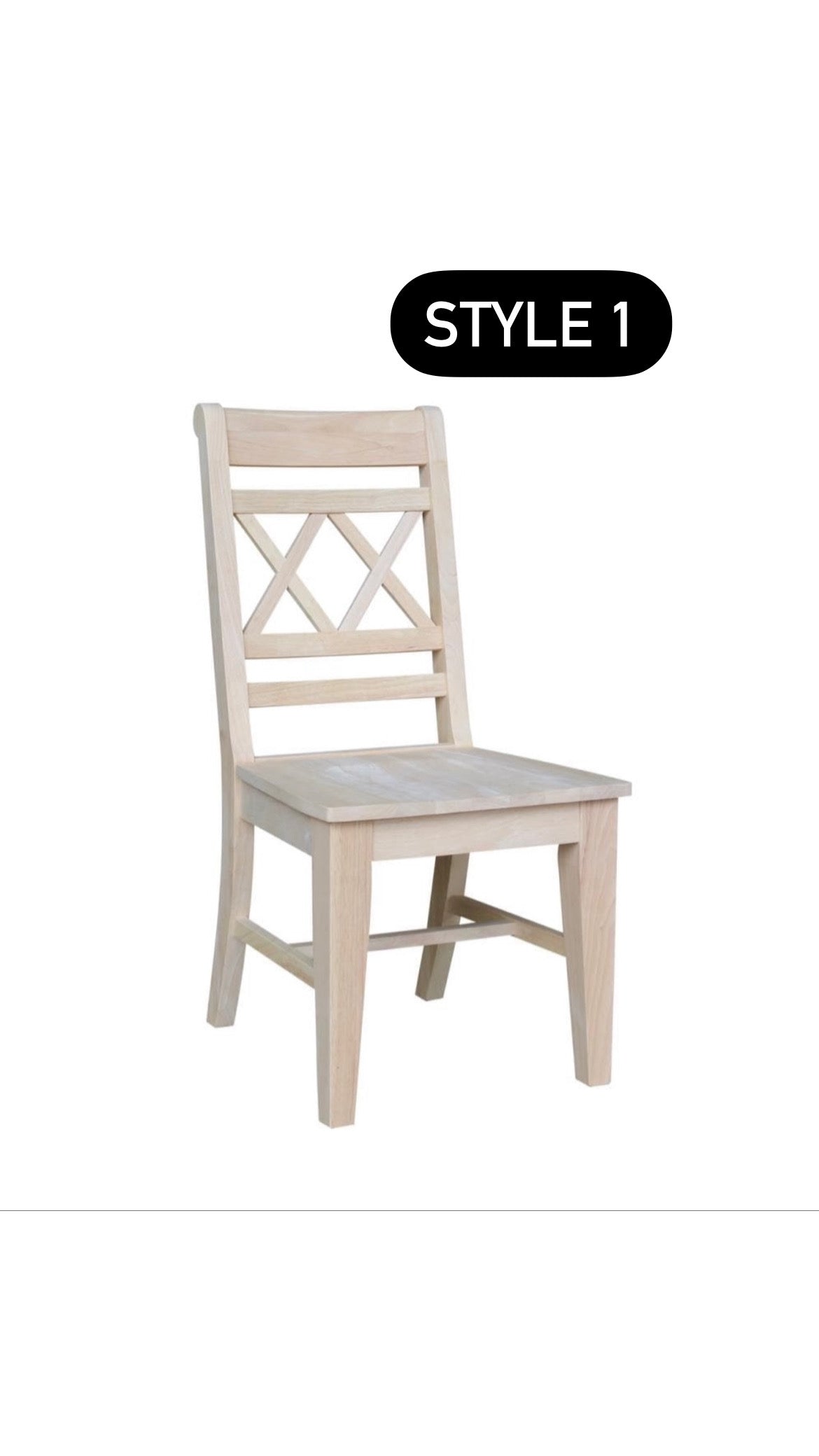 X back dining chairs unfinished hot sale